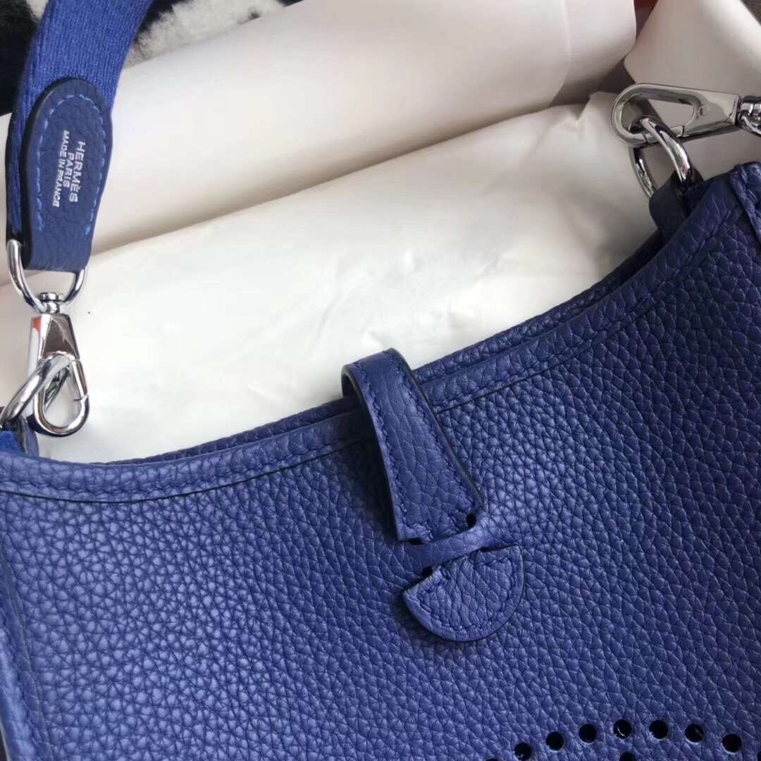 에르메스 미니 에블린16 블루 은장 토고가죽